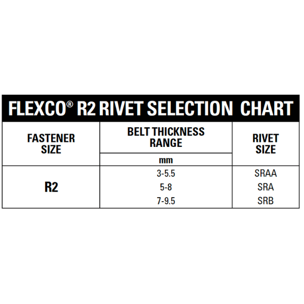 Flexco R2 Rivet Selection Chart